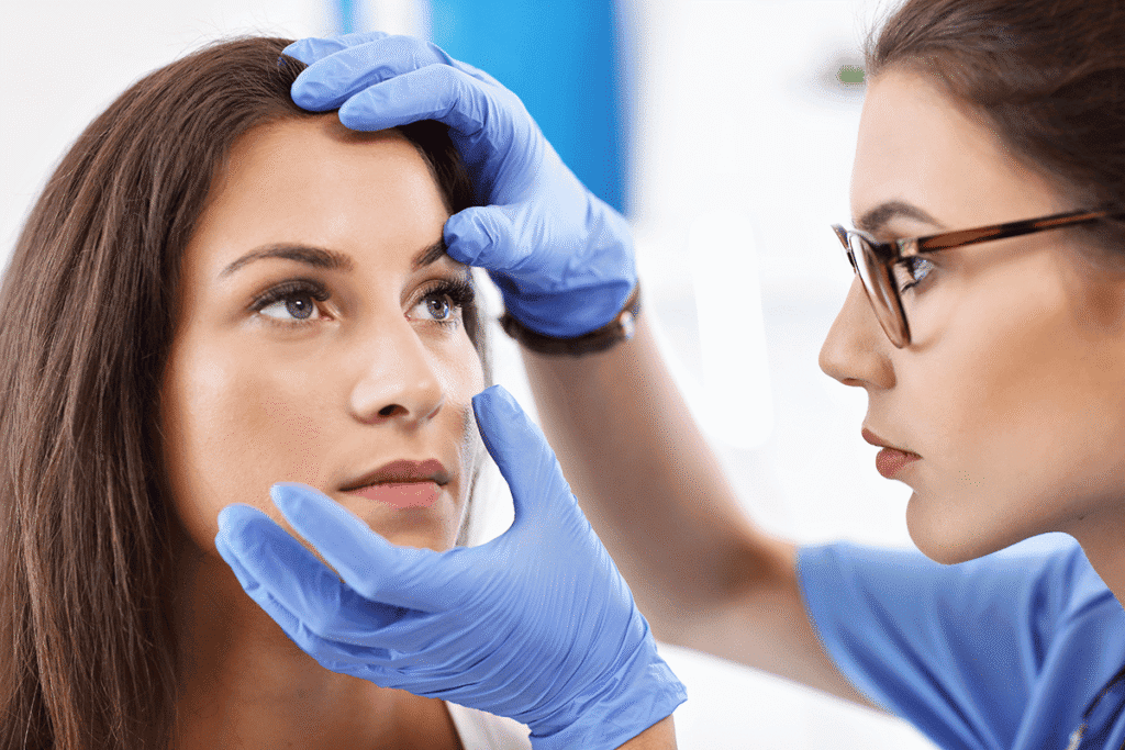 Detailed eye examination for vision health and eye care.
