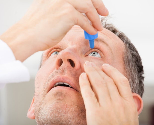 Close-up of an eye exam being performed for advanced eye care services at Assil Gaur Eye Institute.