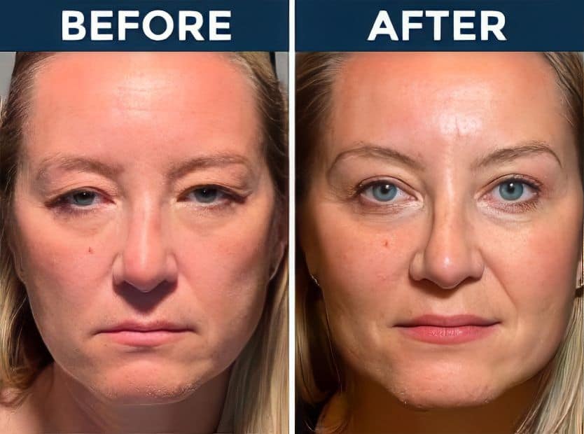 Before and after eyelid surgery results at Assil Gaur Eye Institute.
