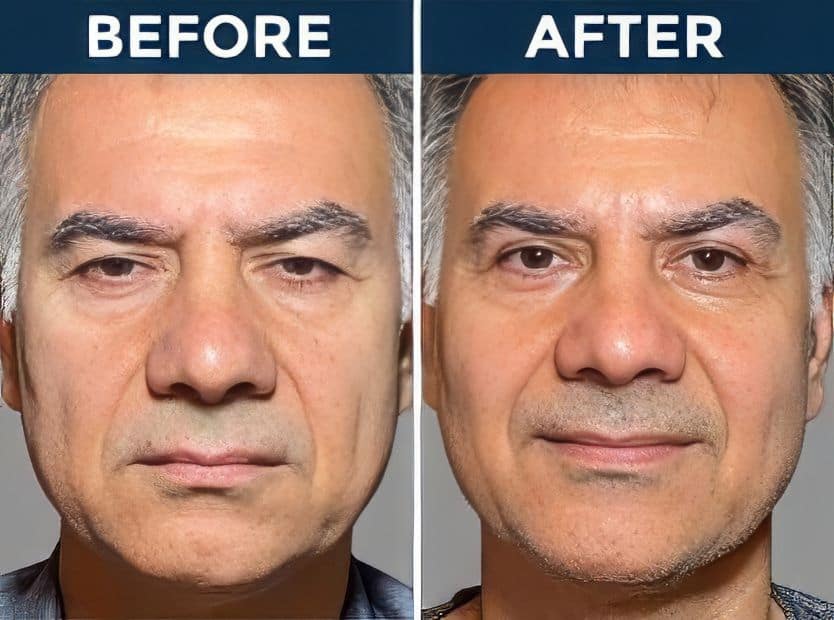 Before and after eyelid surgery results at Assil Gaur Eye Institute.