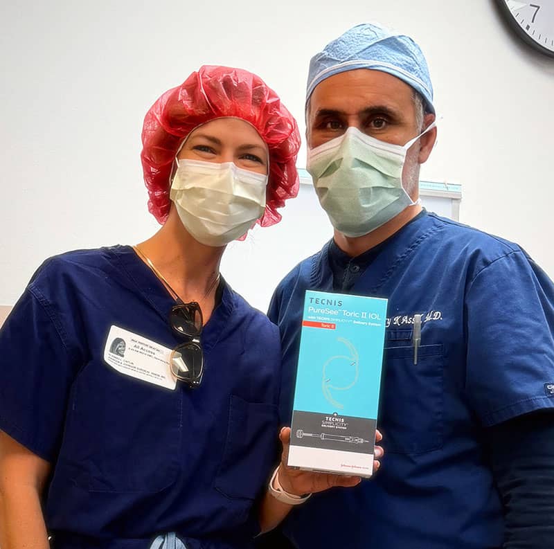 Assil Gaur Eye Institute surgeons with TECNIS PureSee IOL for advanced vision correction in Los Ange.