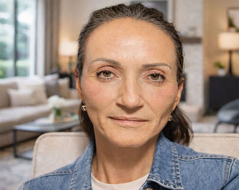 Woman with improved lower eyelids after transformation at Assil Gaur Eye Institute.